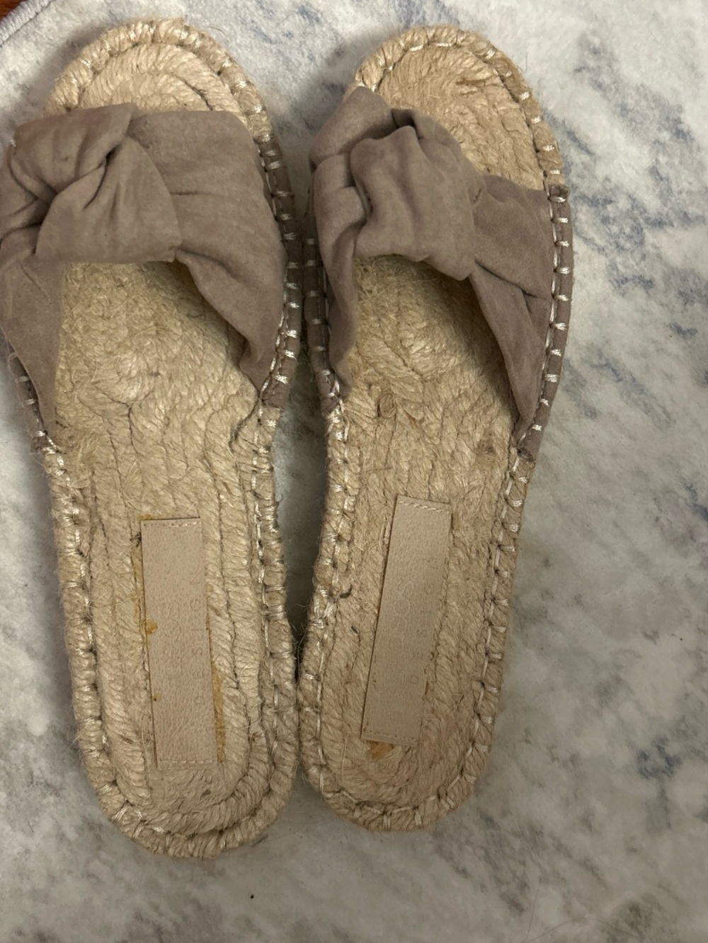 Neutral Taupe Knot Espadrille Slide Sandals - Women
